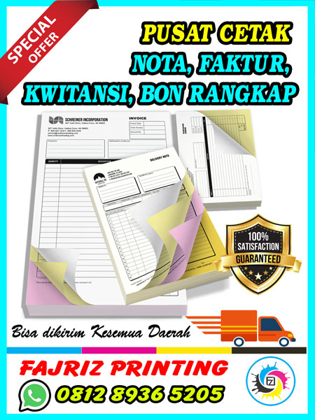 Cetak Nota Cetak Bon cetak kwitansi cetak faktur jakarta Pusat